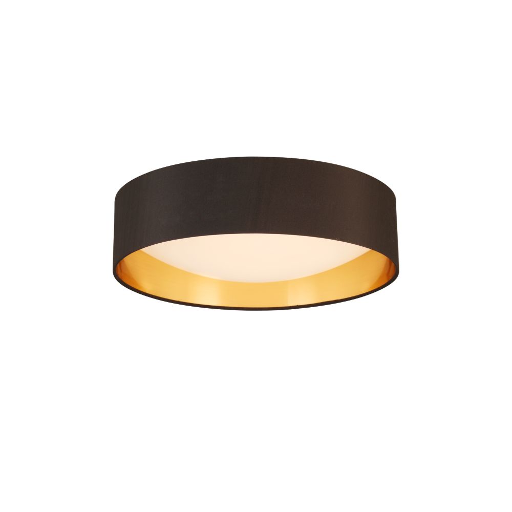 Eglo 204721A Led Ceiling Light -  16" Black Exterior And Gold Interior Fabric Shade W/ Acrylic Diffuser