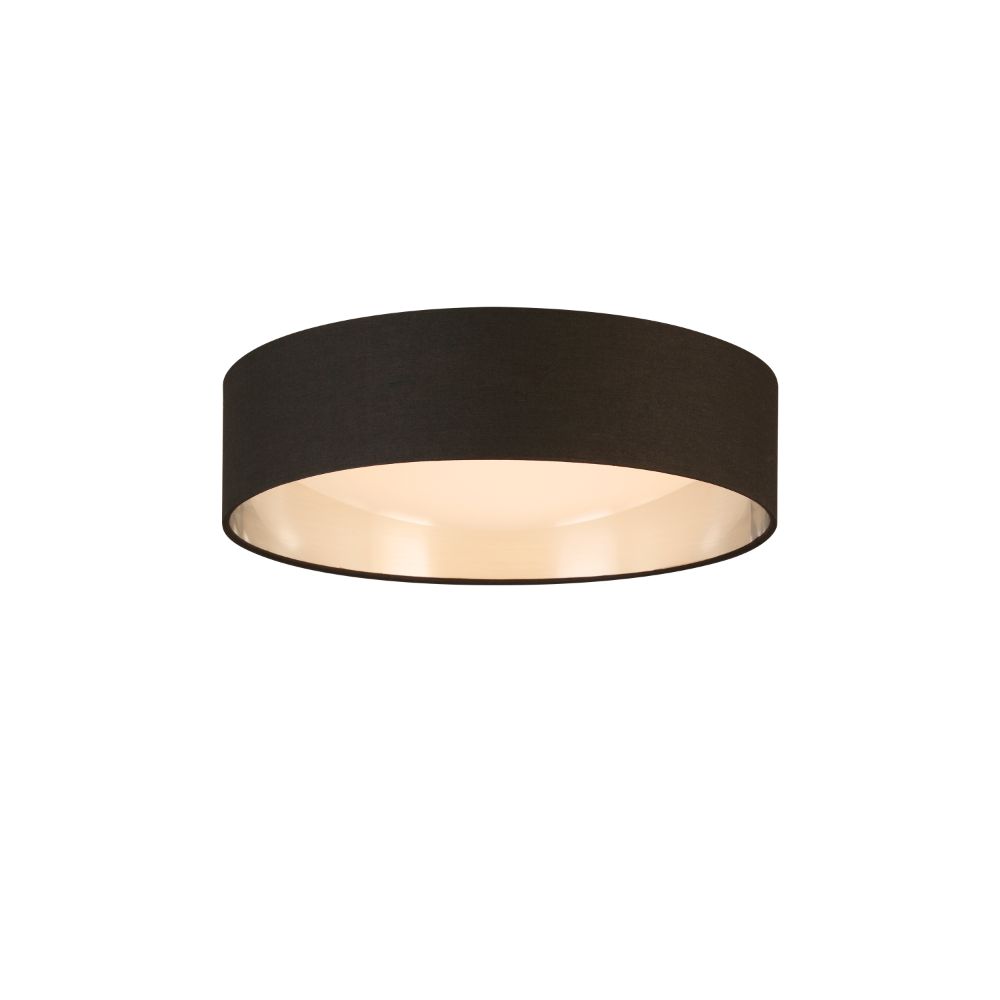 Eglo 204722A Led Ceiling Light - 16" Black Exterior And Brushed Nickel Interior Fabric Shade W/ Acrylic Diffuser