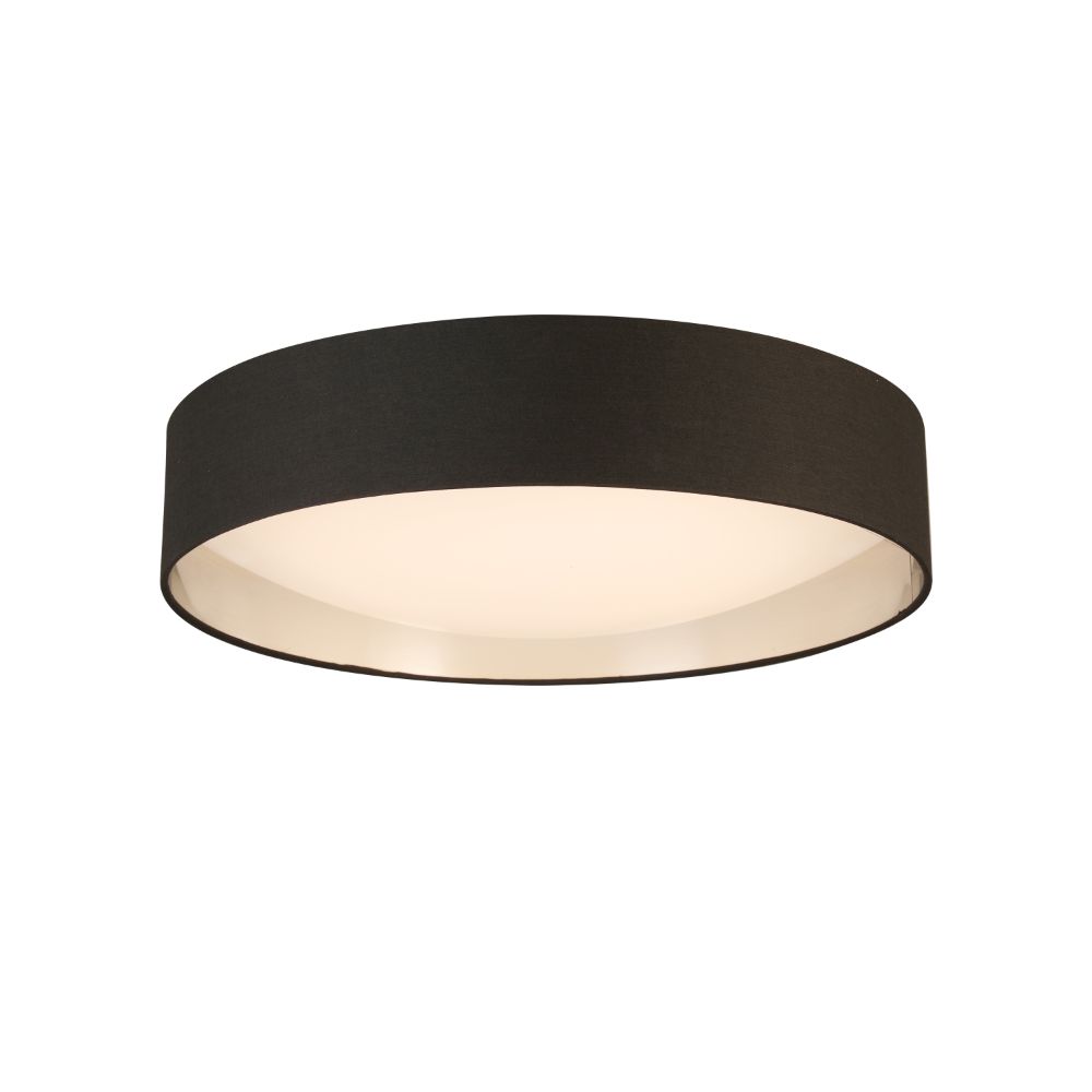 Eglo 204725A Led Ceiling Light - 20" Black Exterior And Brushed Nickel Interior Fabric Shade W/ Acrylic Diffuser