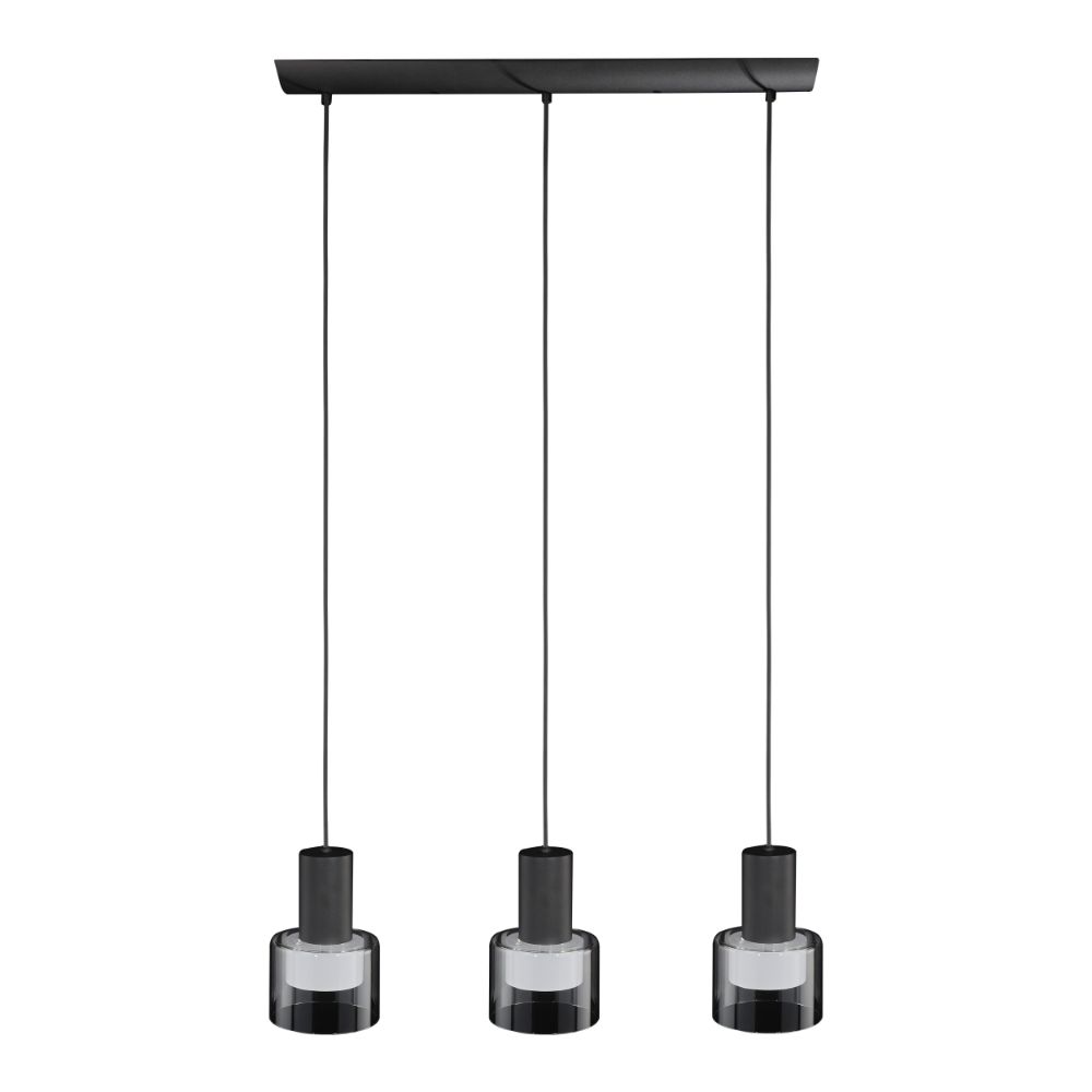 Eglo 204822A Molineros - 3lt Linear Pendant With Black Finish And White Interior And Clear Outer Glass