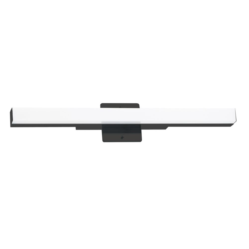 Eglo 205066A Integrated LED Bath/Vanity Light w/ a Matte Black Finish and White Acrylic Shade, 17.5W Integrated LED