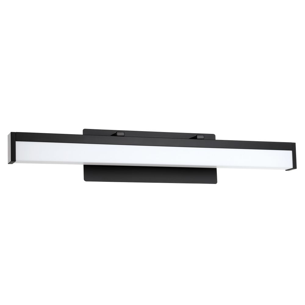 Eglo 205129A Integrated LED Bath/Vanity Light with a Matte Black Finish and White Acrylic Shade, 24.5W
