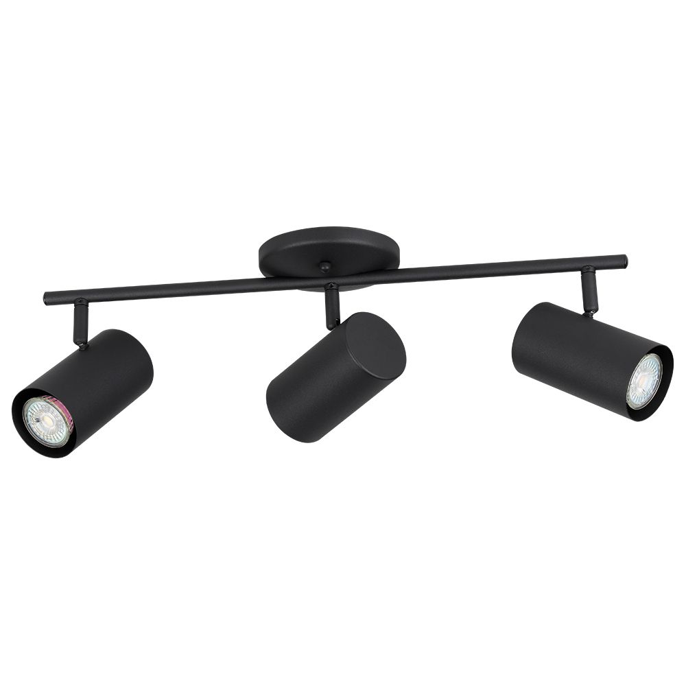 Eglo 205133A Calloway - 3 Lt Fixed Track Light Structured Black Finish, Metal Cylinder Shades, 3x10w 