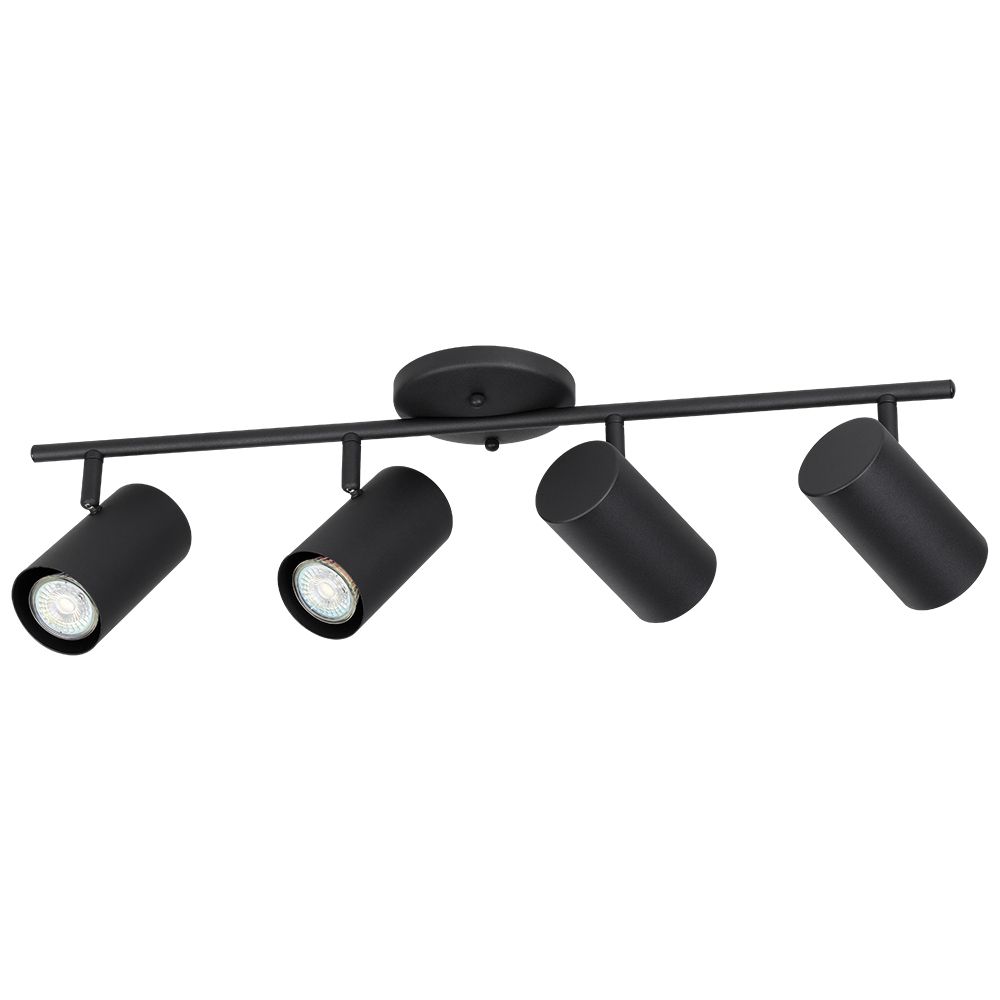 Eglo 205134A Calloway - 4 Lt Fixed Track Light Structured Black Finish, Metal Cylinder Shades, 4x10w 