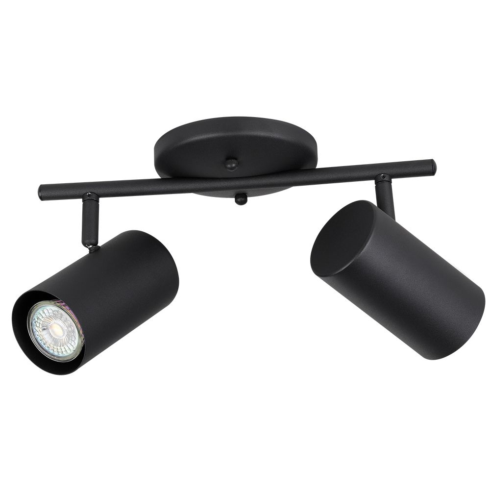 Eglo 205135A Calloway - 2 Lt Fixed Track Light Structured Black Finish, Metal Cylinder Shades 2x10w 