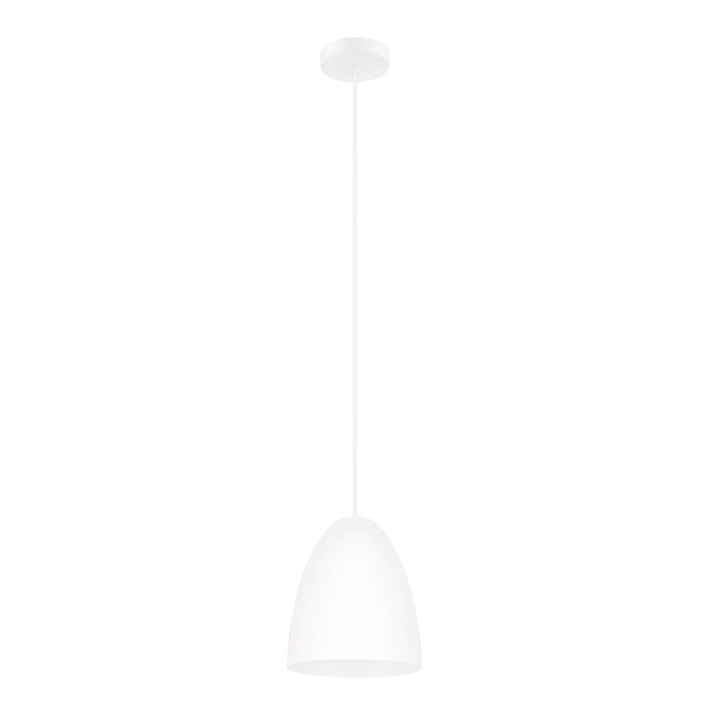 Eglo 205287A Sarabia - Single Light Pendant with a Structured White Exterior and Matte White Interior Metal Shade, 1-60W E26 Bulb