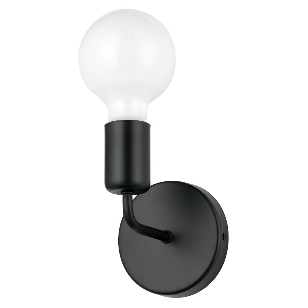Eglo 205335A 1 LT Open Bulb Wall Light with a Matte Black Finish, 1-60W E26 Bulbs