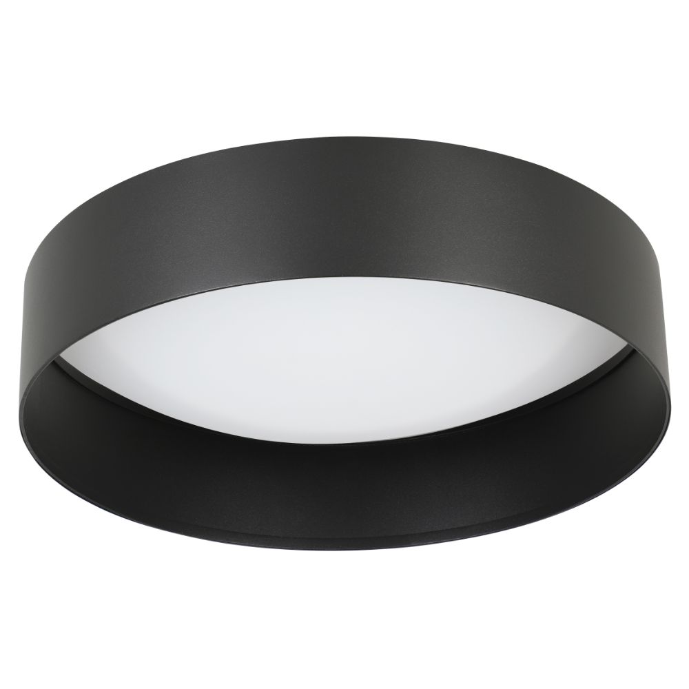 Eglo 205628A Integrated LED Ceiling Light w/ a Structured Black Finish and White Acrylic Shade, 23W Integrated LED