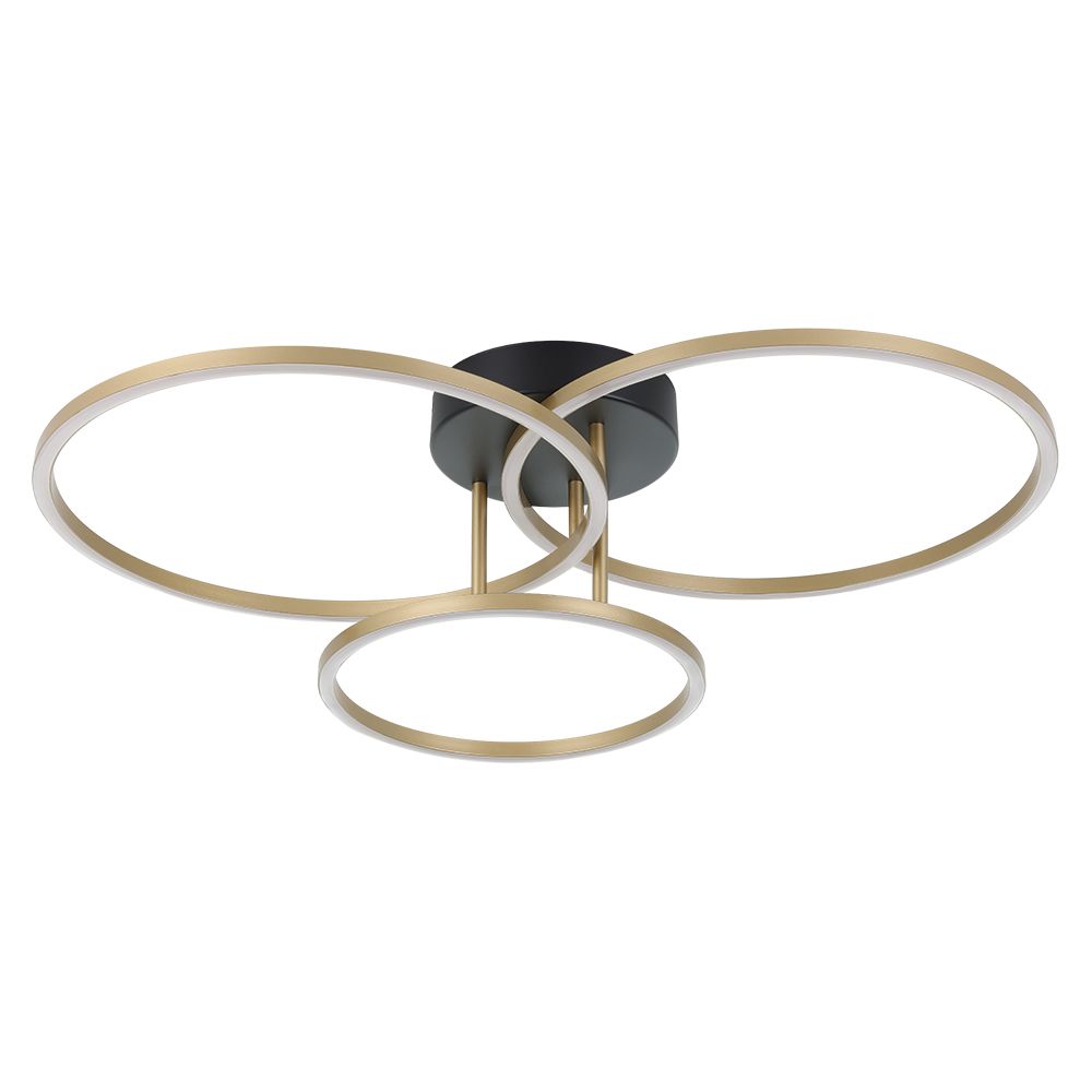 Eglo 205745A 3 LT Integrated LED Ceiling Light with a Gold and  Structured Black Finish