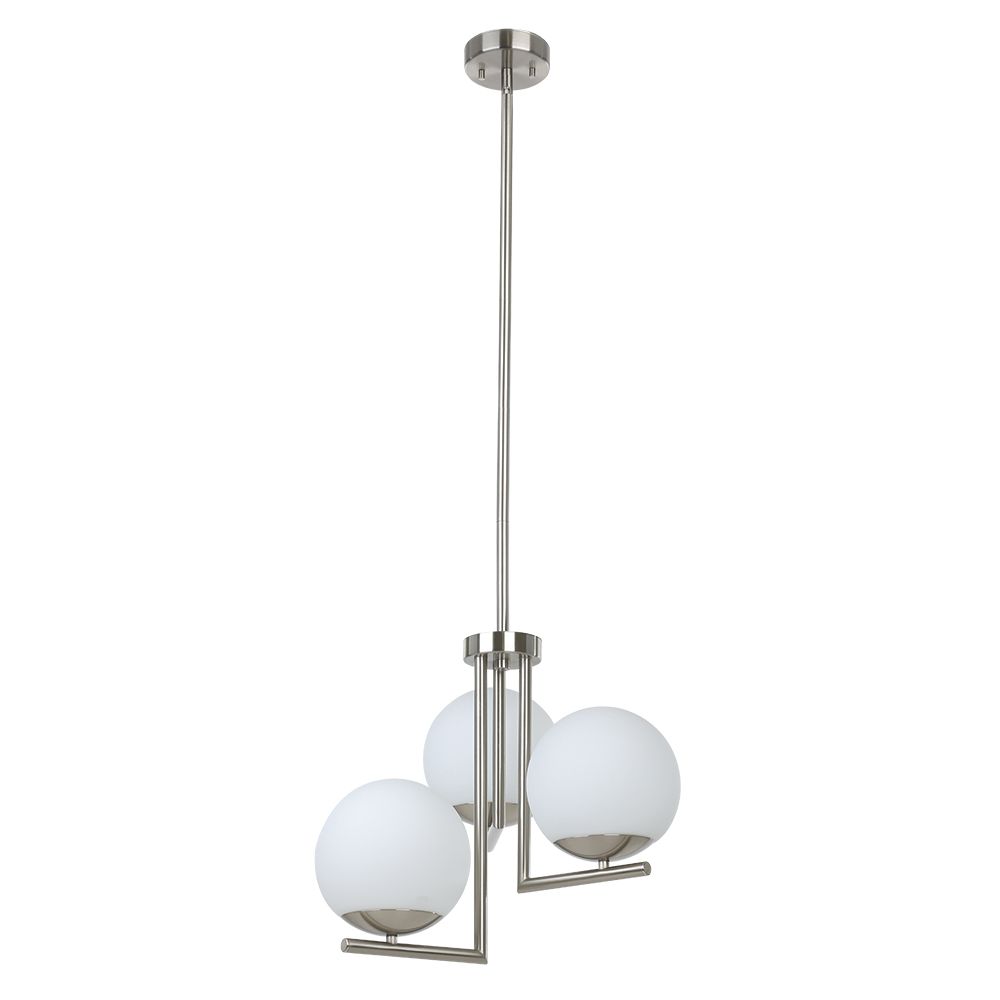 Eglo 205756A 3 LT Pendant with Matte Nickel Finish and Opal Sphere Shaped Glass Shades, 3x60W E26 Bulbs