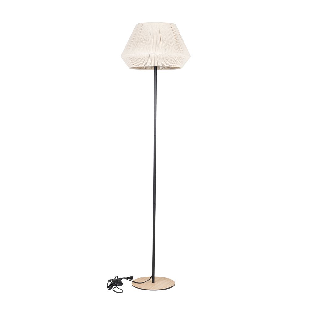 Eglo 205759A 1 LT Floor Lamp w/ Black Finish & Cream Shade