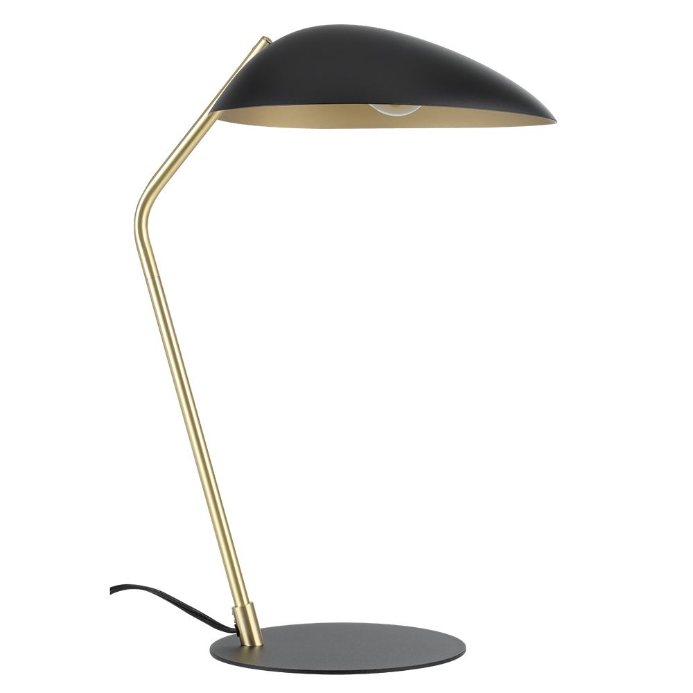 Eglo 205765A 1 LT Table Lamp Black Finish with Brushed Brass Accents and Black Metal Shade