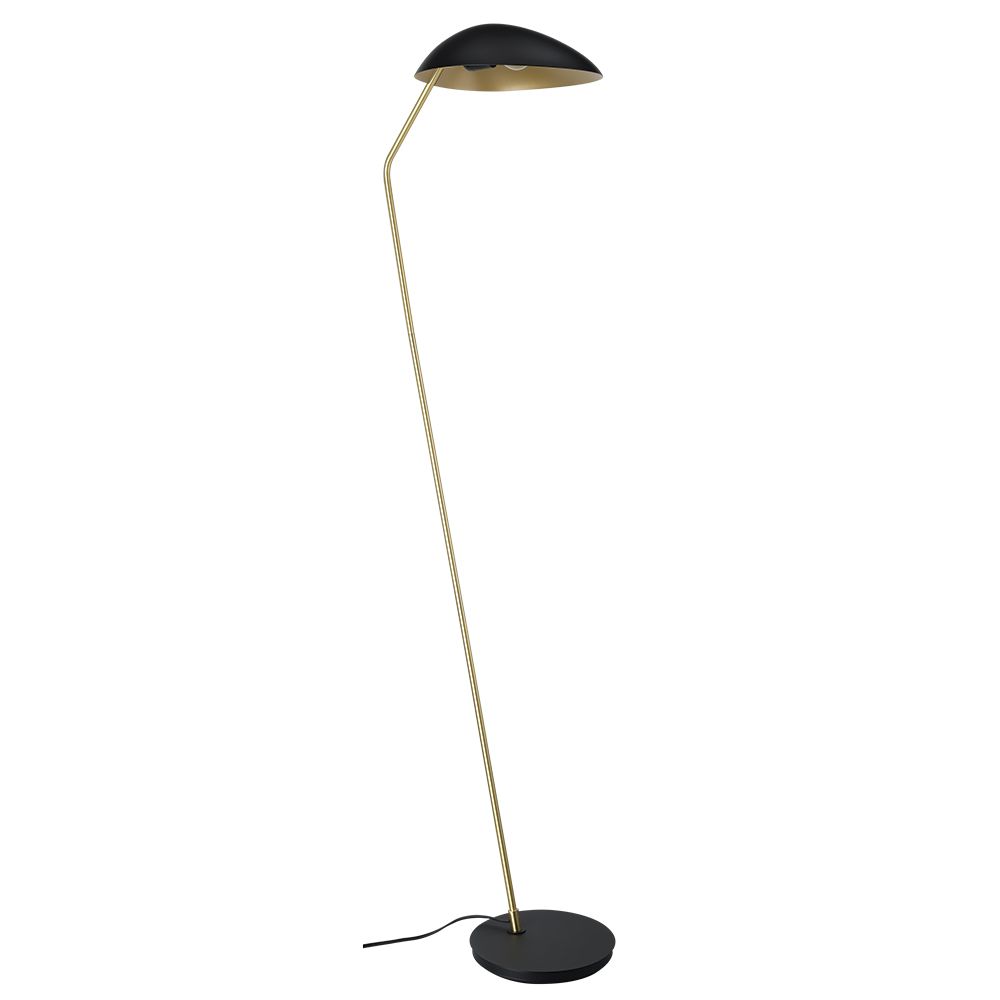 Eglo 205766A 1 LT Floor Lamp Black Finish with Brushed Brass Accents and Black Metal Shade