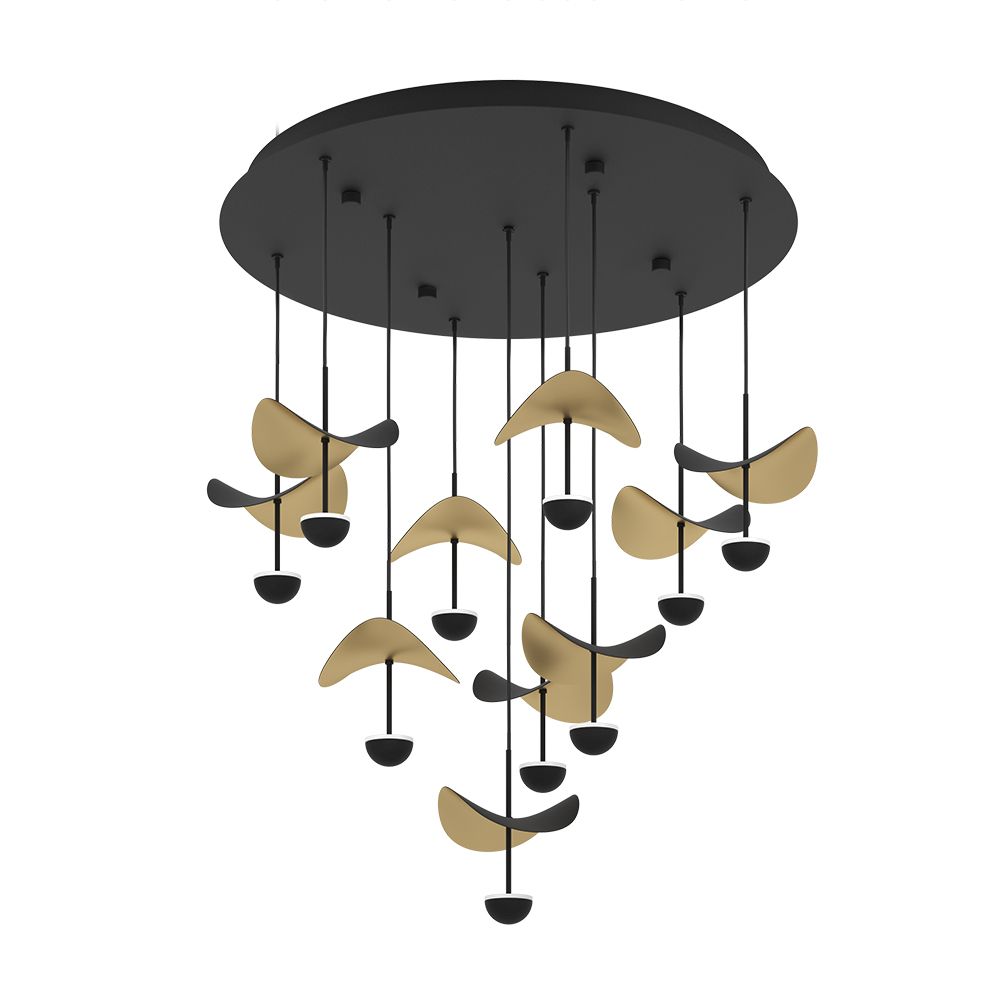 Eglo 205804A 10 LT Integrated LED Ceiling Light with a Structured Black & Brushed Brass Finish