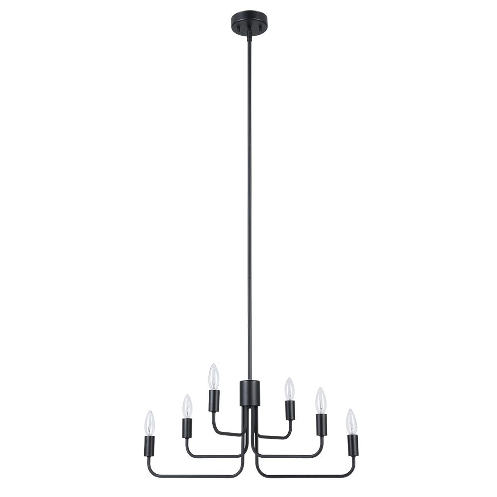 Eglo 205807A 6 LT Chandelier with Structured Black Finish, 6-60W E12 Bulbs
