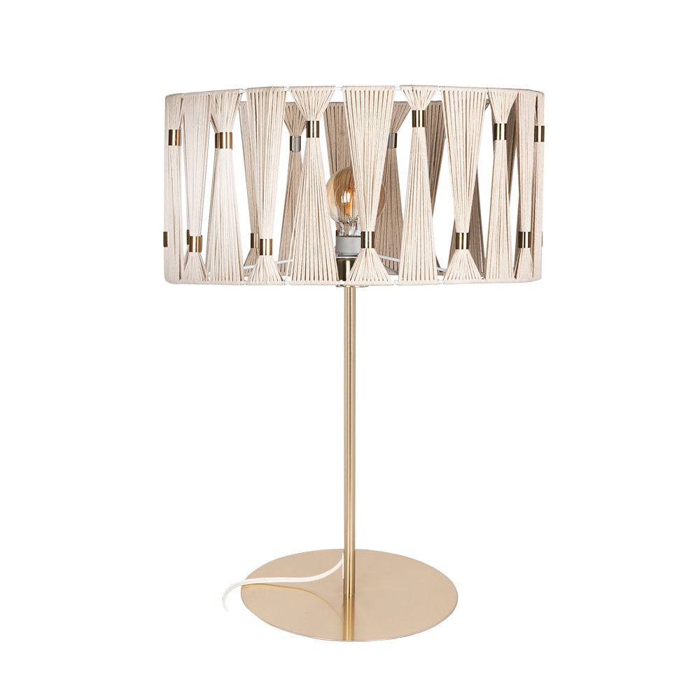 Eglo 205819A 1 LT Table Lamp w/ Brushed Brass Finish & Beige Shade W/ Brushed Brass Accents