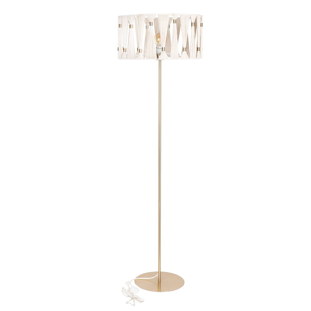 Eglo 205821A 1 LT Floor Lamp w/ Brushed Brass Finish & Beige Shade W/ Brushed Brass Accents