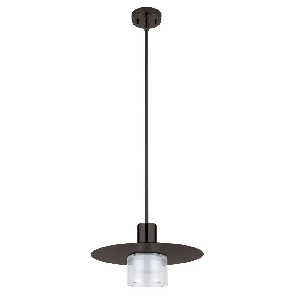 Eglo 205845A 1 LT Pendant w/ Black Finish, Matte Nickel Disc and White Interior and Clear Outer Glass Shade, 1-60W GU10 LED 