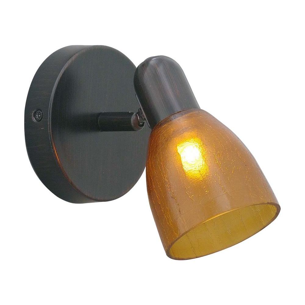 Eglo 20615A 1x40W Wall Track Light w/ Oil R ubbed Bronze Finish & Amber Glass