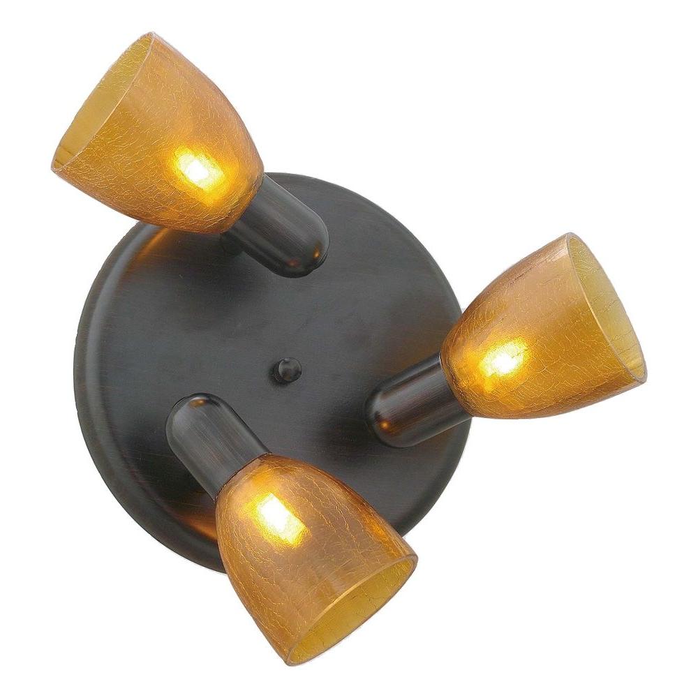 Eglo 20618A 3x40W Round Ceiling Track Light w/ Oil Rubbed Bronze Finish & Amber Glass