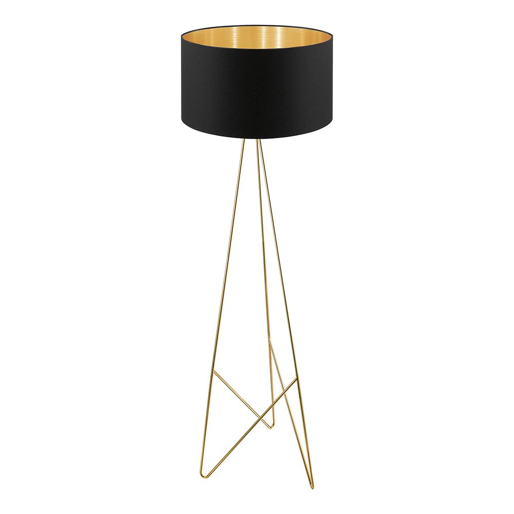 Eglo 39231A Camporale - Floor Lamp Gold Base Finish With Black And Gold Shade