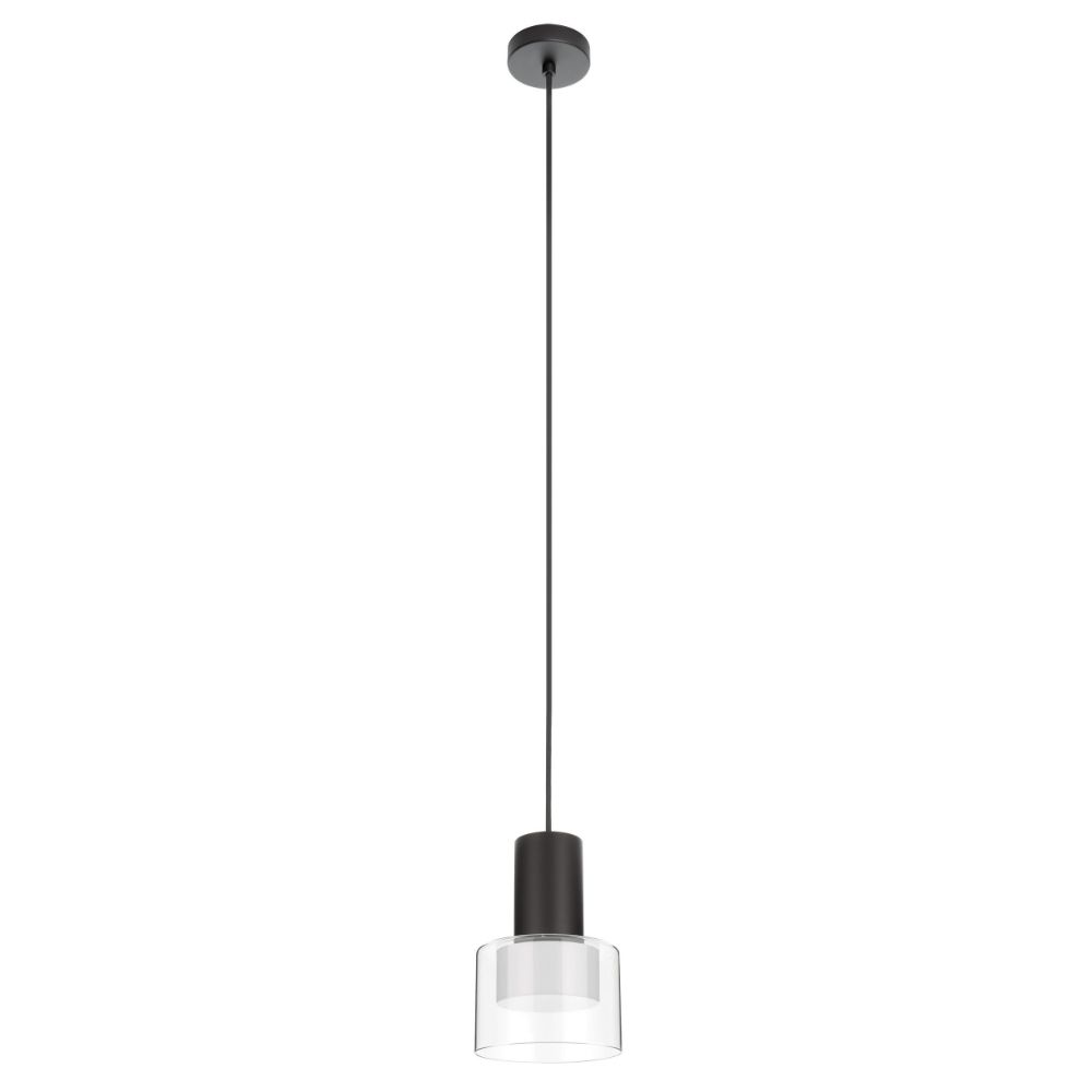 Eglo 39725A Molineros - 1 Lt Mini Pendant With Black Finish And White Interior And Clear Outer Glass 