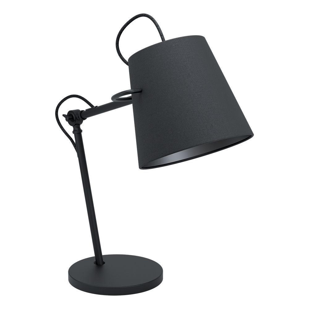 Eglo 39866A Granadillos - Desk Lamp Black Finish, Black Fabric Shade, 1-60w