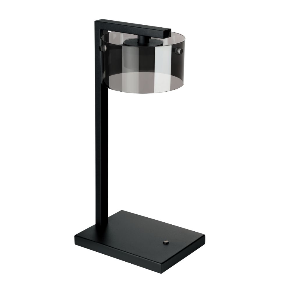 Eglo 39877A 1 LT Integrated LED Table Lamp w/ Black Finish and Vaporized Black Transparent Glass Shade. 1-7.2W Integrated LED, 730 Lumens, 3000K