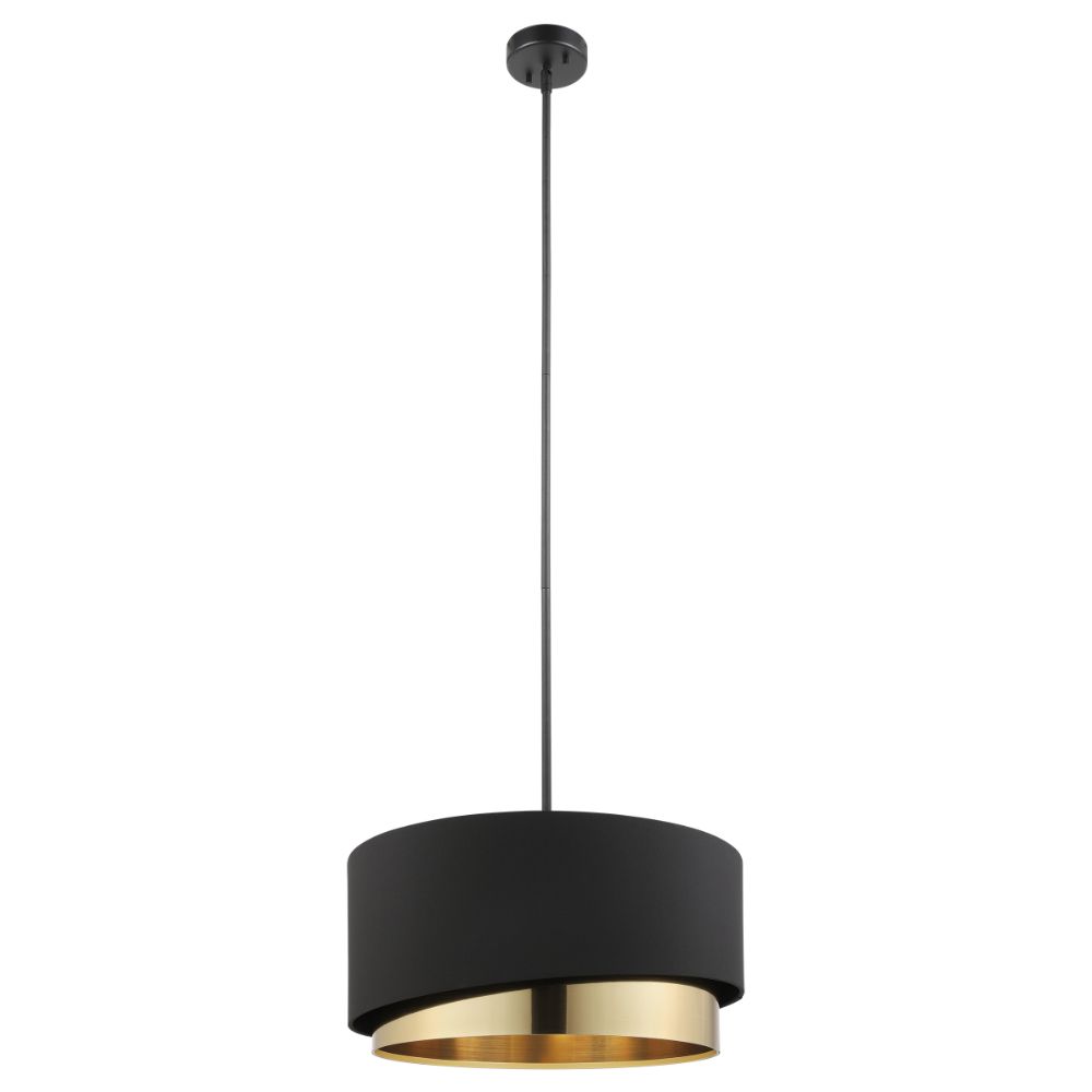 Eglo 39925A 1 Lt Pendant w/ a Black Finish and Black and Gold Drum Shaped Shade