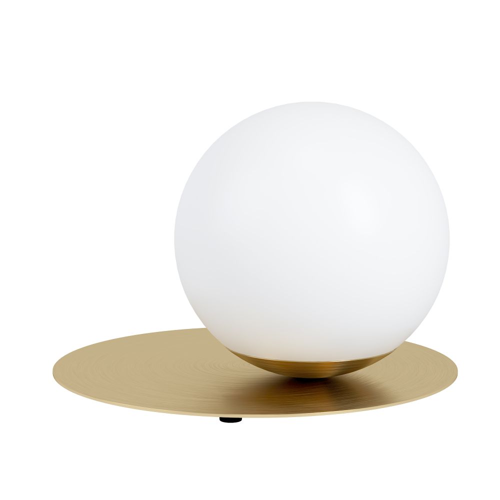 Eglo 39954A Arenales - 1 LT Table Lamp w/ a Brushed Brass Finish and White Opal Glass Shade,                 1-40W E26 bulbs