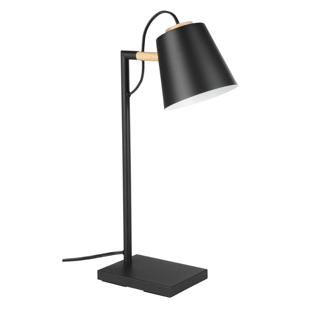 Eglo 43613A 1 Lt Table lamp w/ a structured black finish and black exterior and white interior metal shade, 1-25W LED E26 bulb