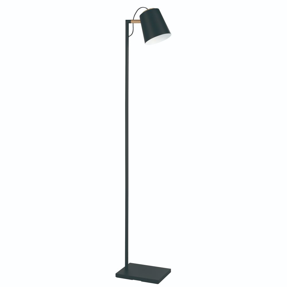 Eglo 43614A 1 Lt Floor Lamp w/ a structured black finish and black exterior and white interior metal shade, 1-40W E26 bulb