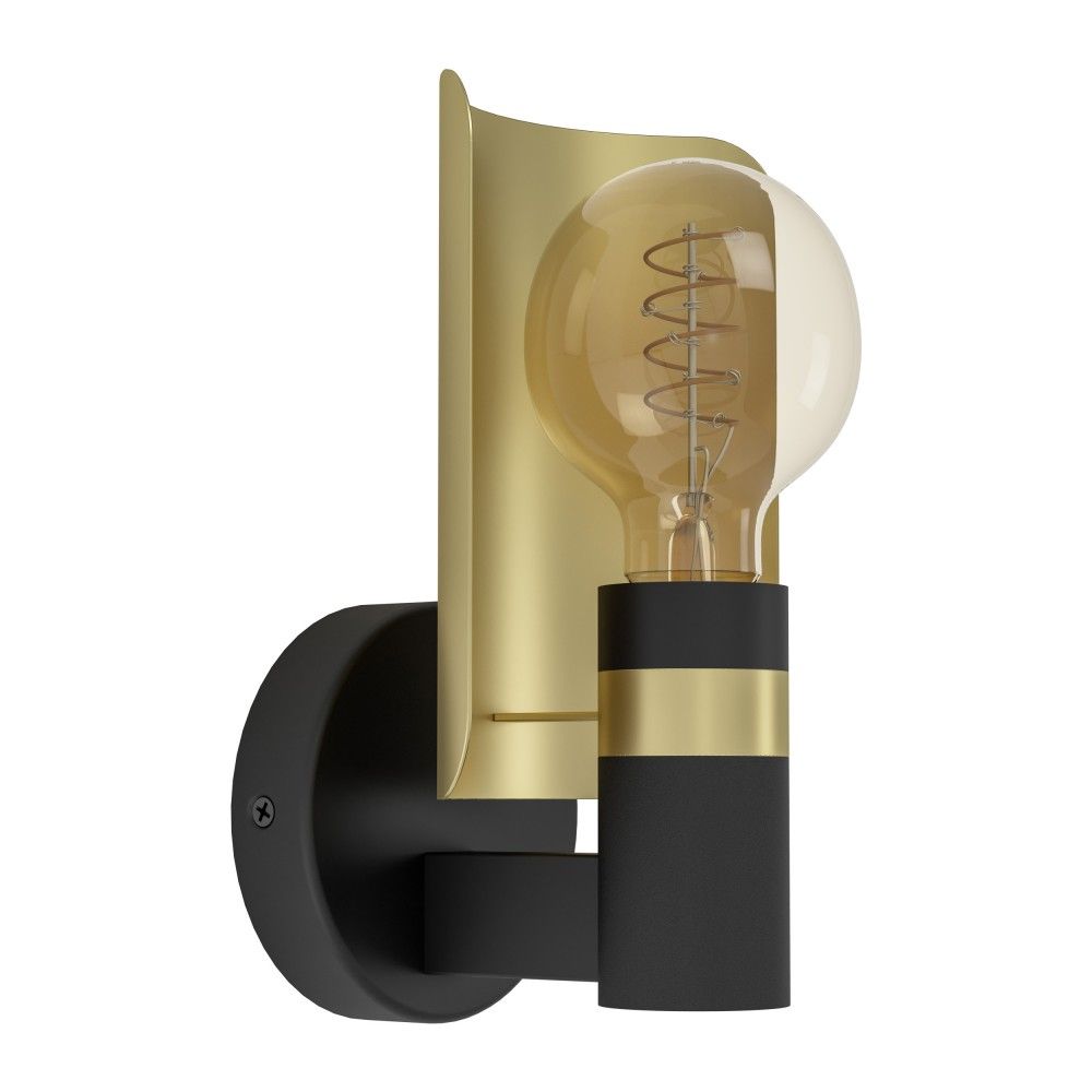 Eglo 900375A 1 LT Wall Light with a Black and Gold Finish. 1-40W E26 Bulb