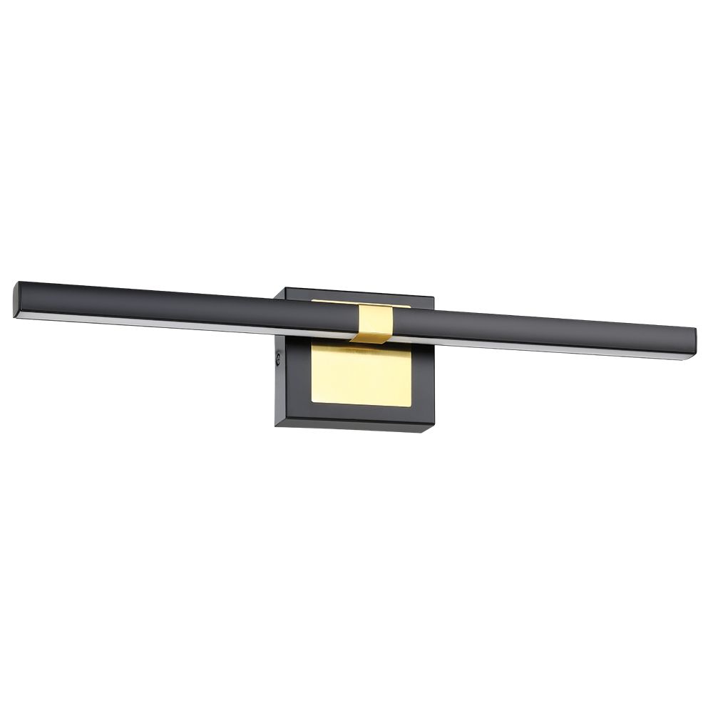 Eglo 900928A 23 5/8" Integrated LED Bath/Vanity Light with a Matte Black and Brushed Brass Finish, Plastic White Diffuser, 1165 Lumens, 3000K, CRI 90