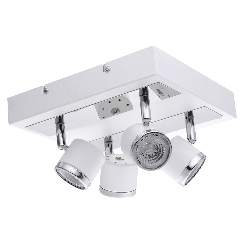 Eglo 94559A Pierino 1 4 Light LED Square Ceiling Track Light in White and Chrome