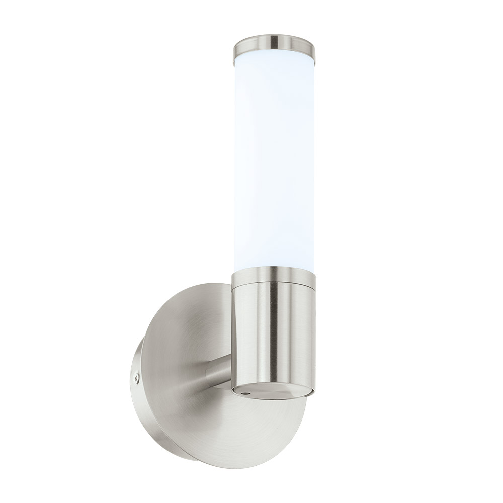 Eglo 95143A Palmera 1 1 Light LED Vanity Light in Satin Nickel with Opal Glass Shade