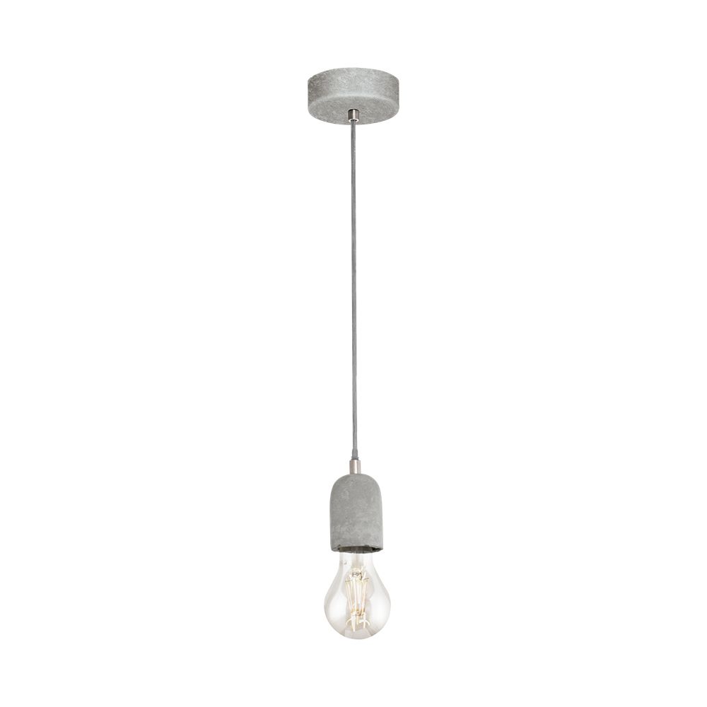 Eglo 95522A Silvares - Single Light Open Bulb Mini Pendant, Grey Concrete Finish