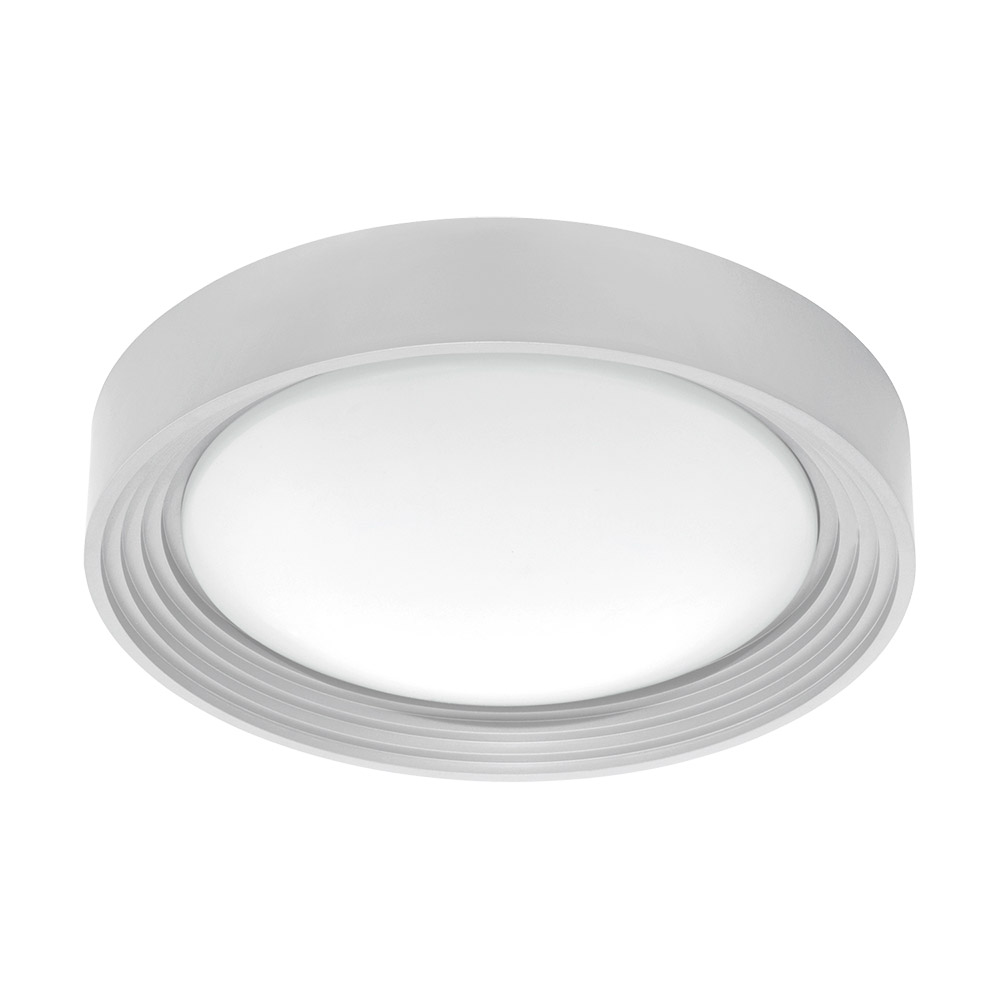 Eglo 95692A Ontaneda 1 1 Light LED Flush Mount Light in Silver with Plastic White Bulb Cover