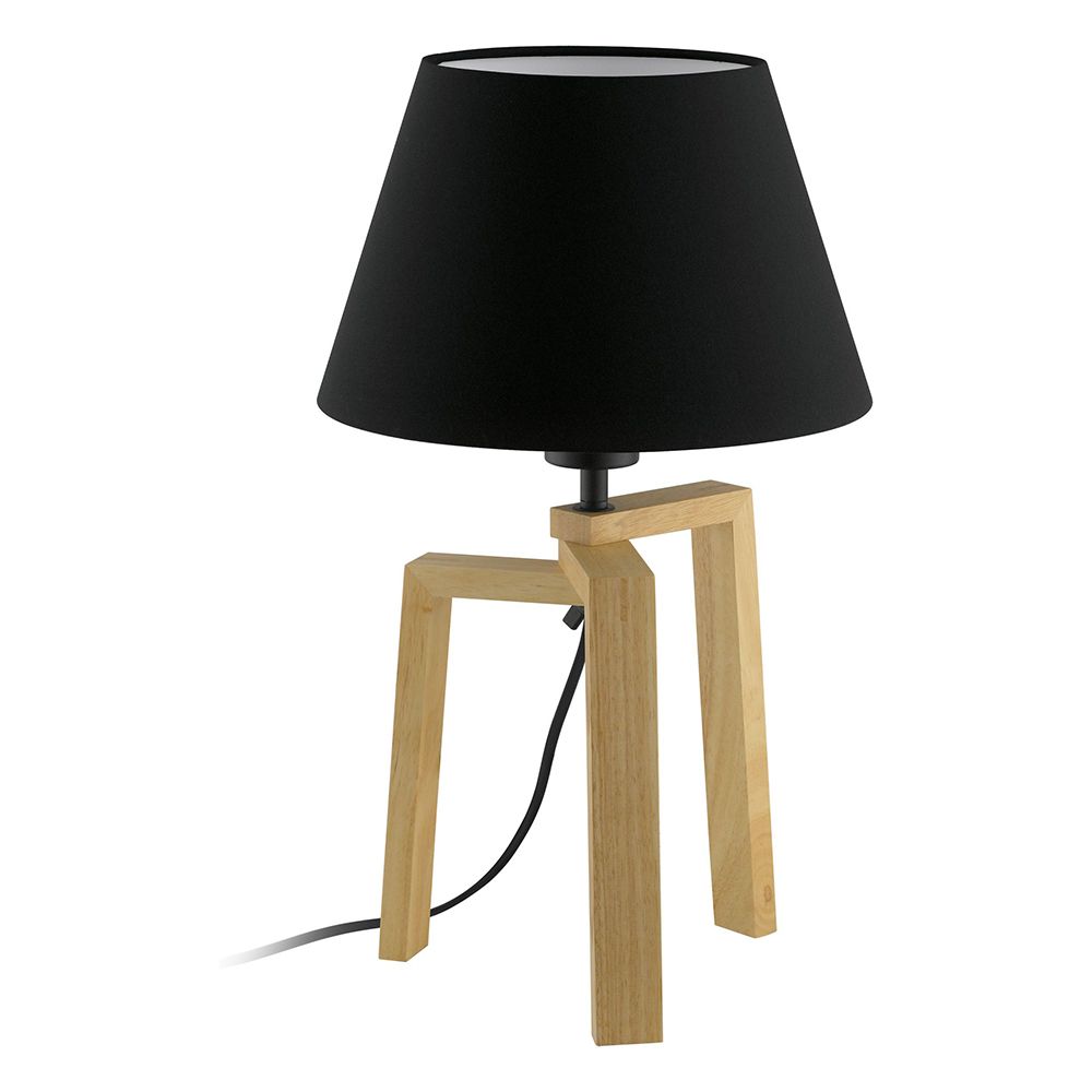 Eglo 97515A Chietino -table Lamp Wood Base Black Fabric Shade