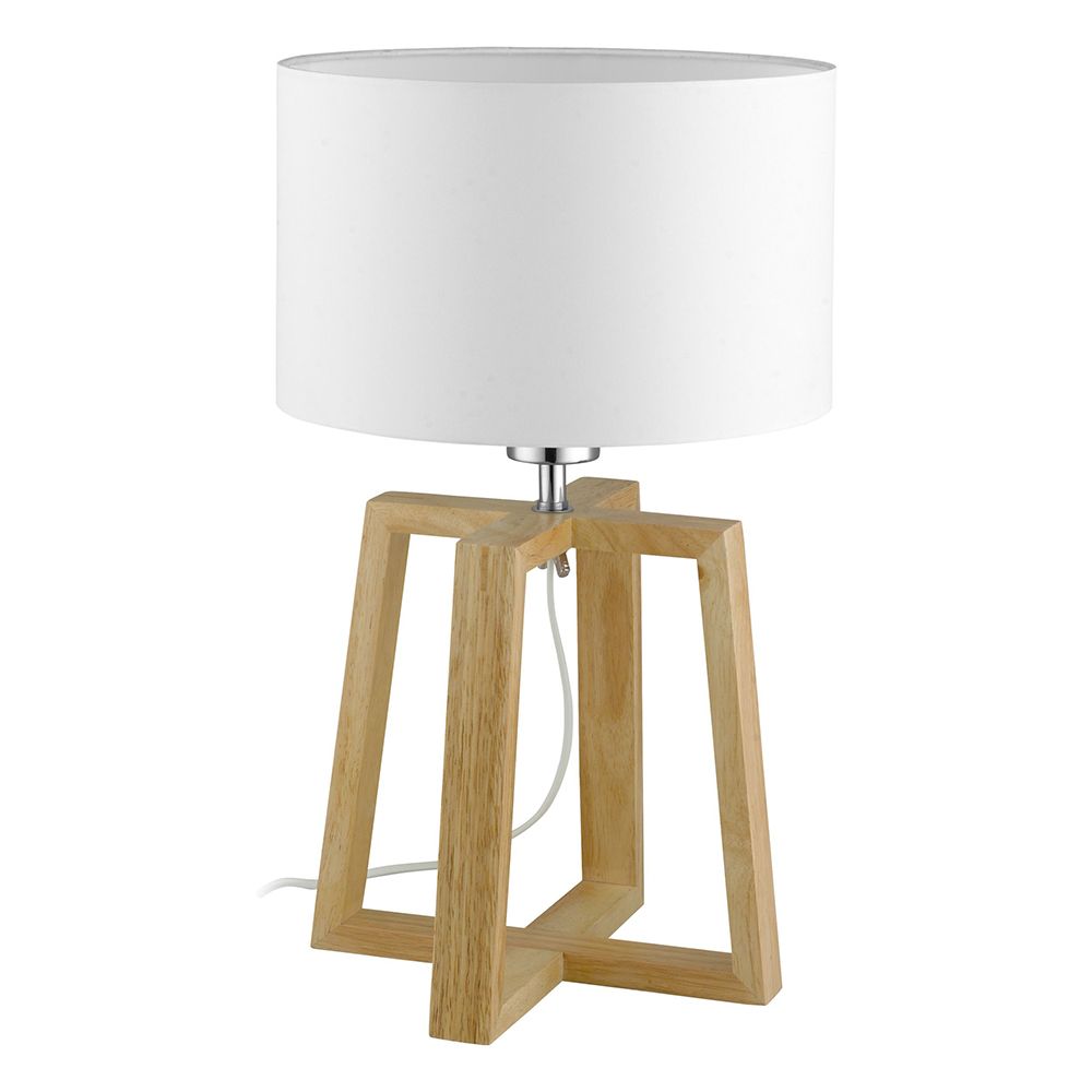 Eglo 97516A Chietino -table Lamp Wood Base White Fabric Shade