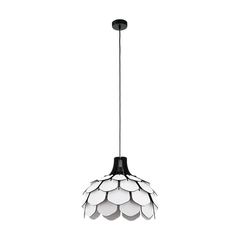 Eglo 98316A Morales - Pendant W/ White Shade And Black Accents, 1-60w