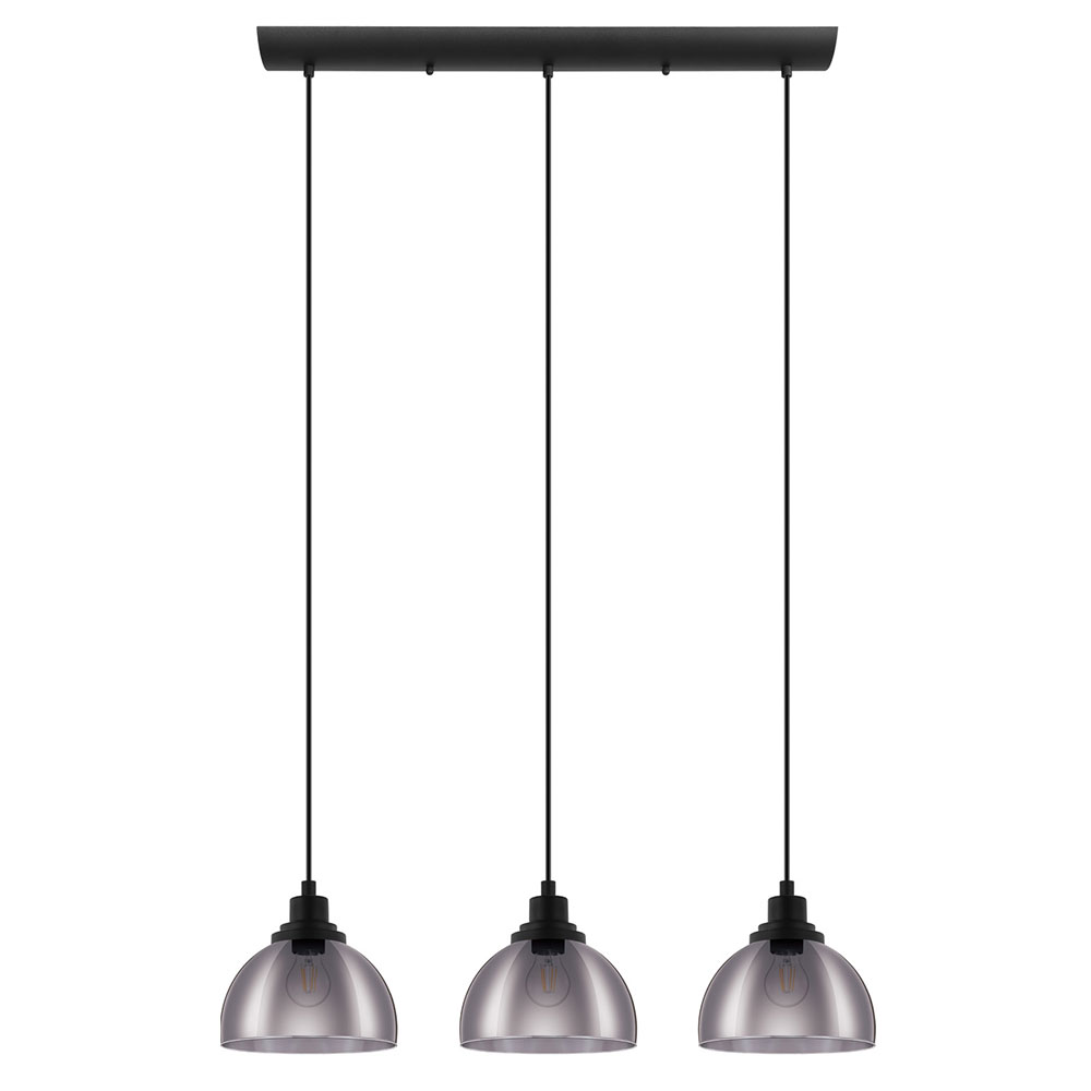 Eglo 98384A Beleser 3x60W Linear multi light pendant with black finish and metallic smoked glass