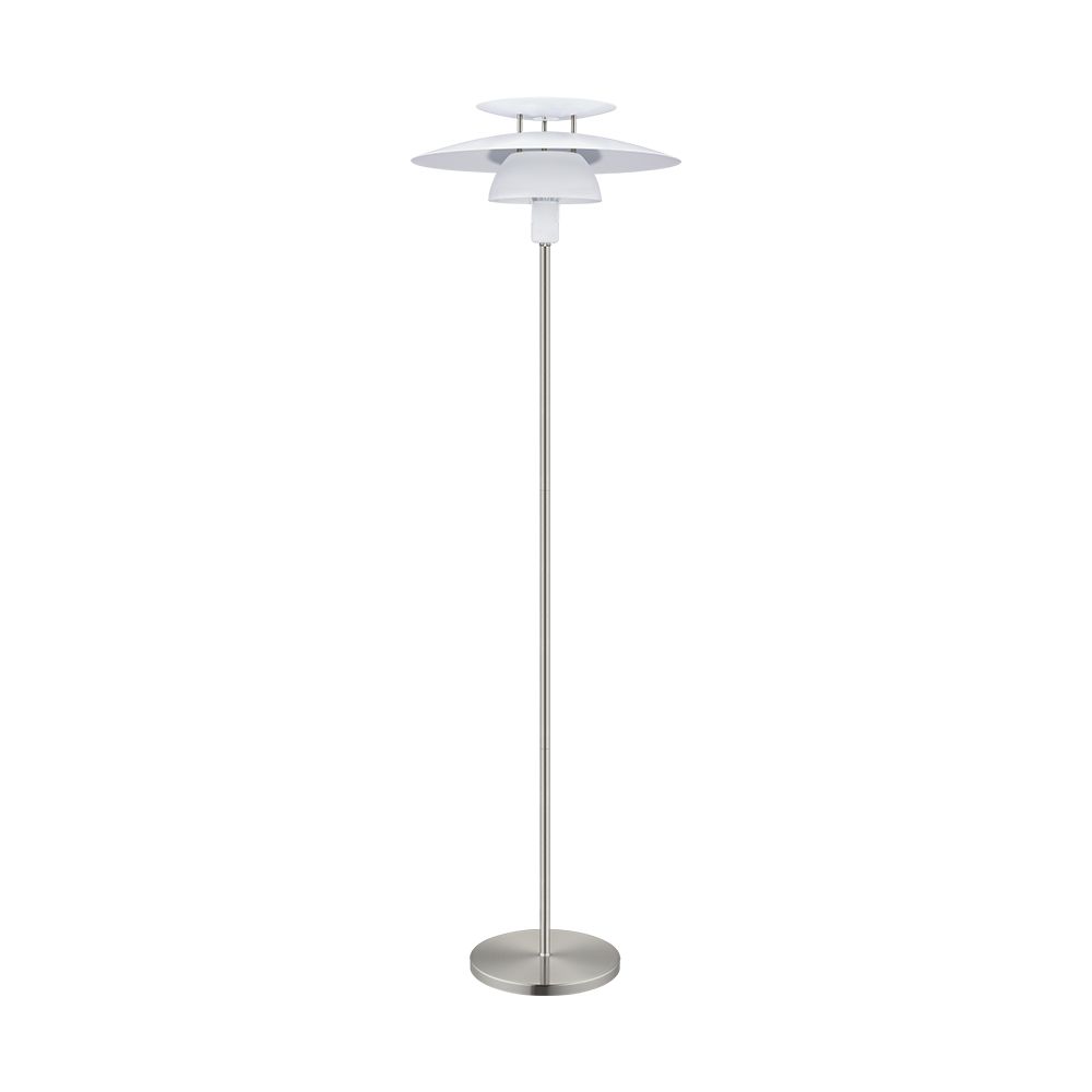 Eglo 98389A Brenda - Floor Lamp Satin Nickel White Shade, 60w