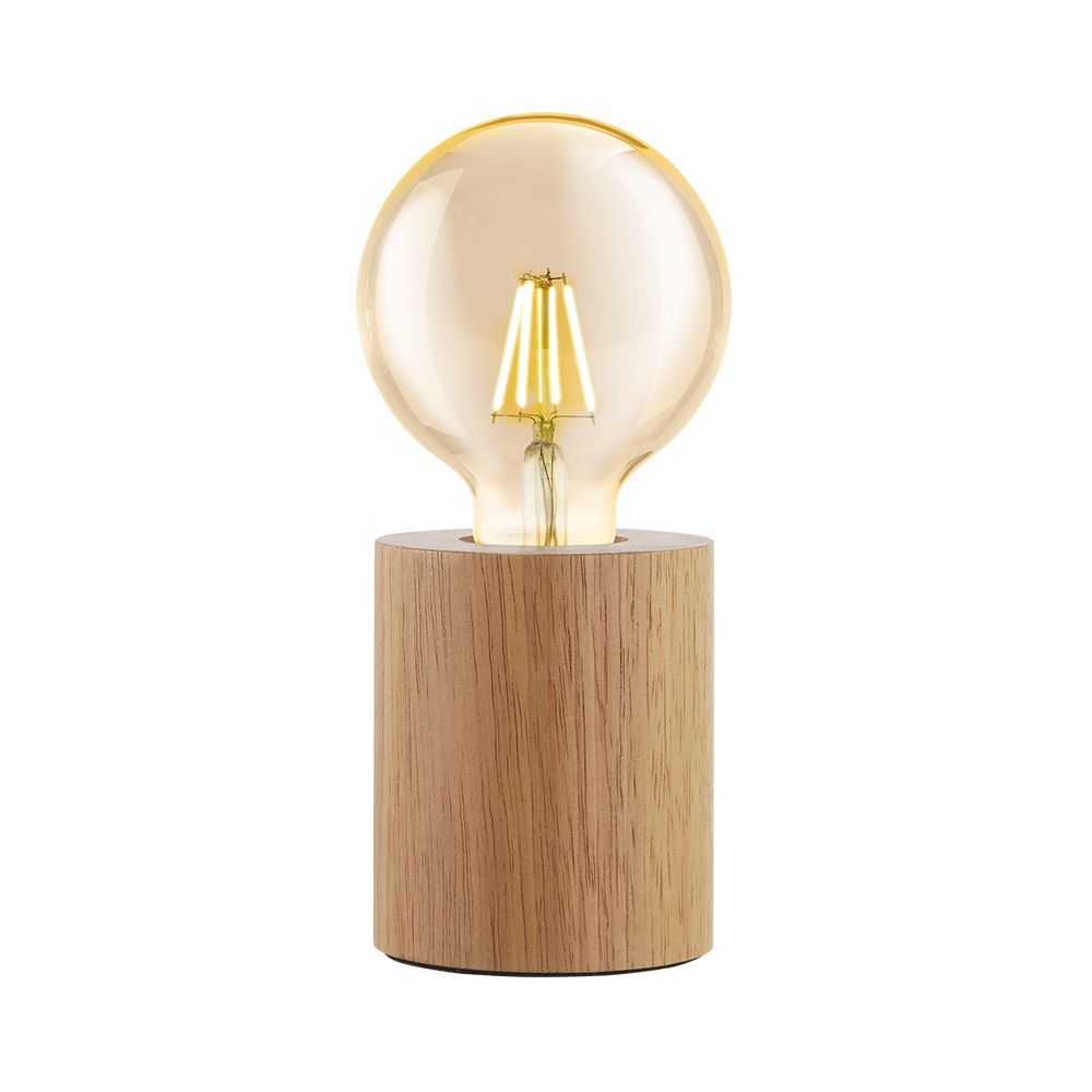 Eglo 99079A Turialdo - Open Bulb Table Lamp, Natural Wood Finish, 1-60w