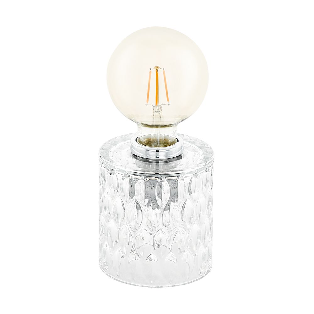 Eglo 99084A Cercamar - Table Lamp Clear Textured Glass Body, Open Bulb, 1-60w