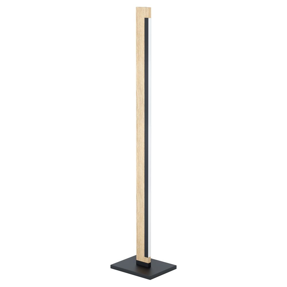 Eglo 99296A Camacho - 22w Integrated Led Floor Lamp Black And Wood Finish With White Plastic Cover