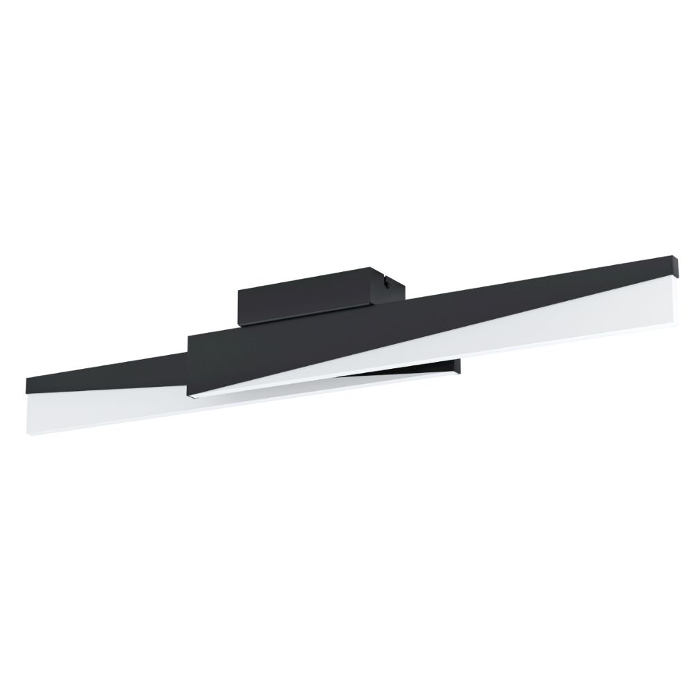 Eglo 99561A Integrated LED Ceiling Light w/ Structured Black Finish and White Acrylic Shade, 2-11W Integrated LED