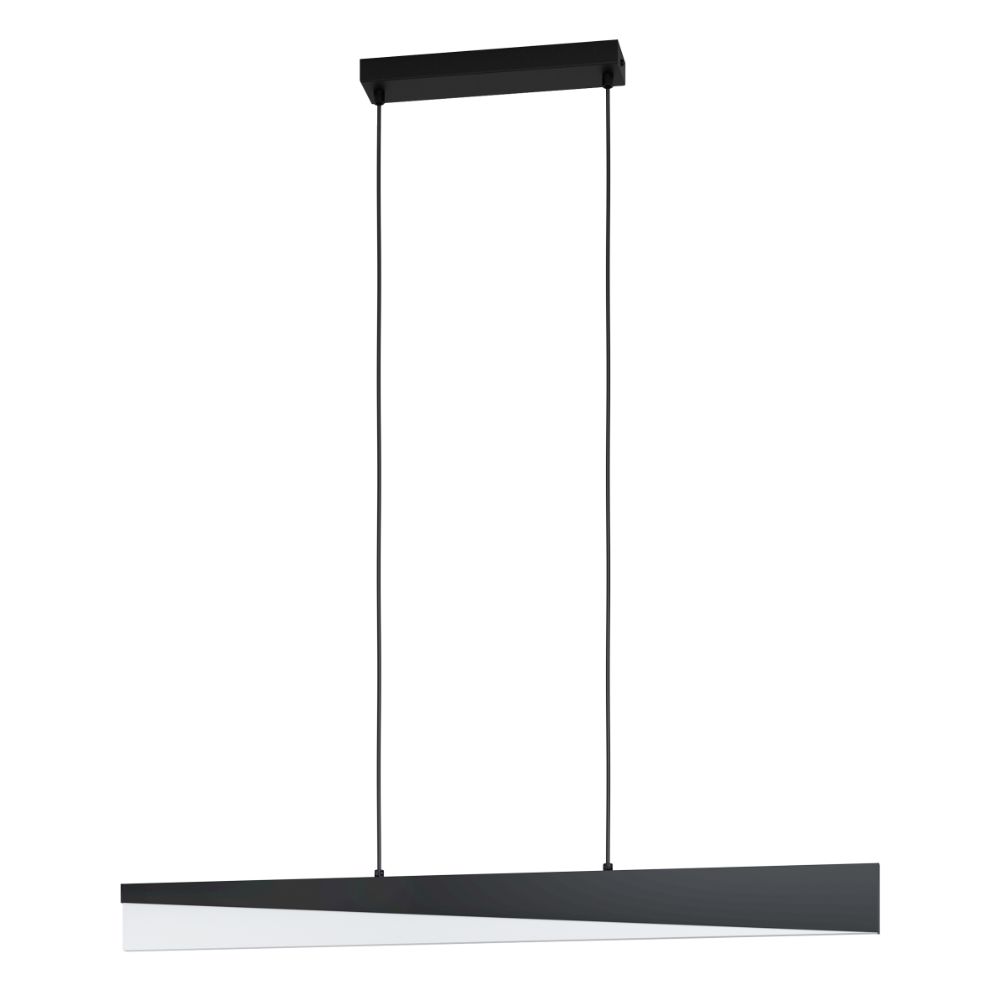 Eglo 99562A Integrated LED Linear Pendant w/  Structured Black Finish and White Acrylic Shade, 27W Integrated LED