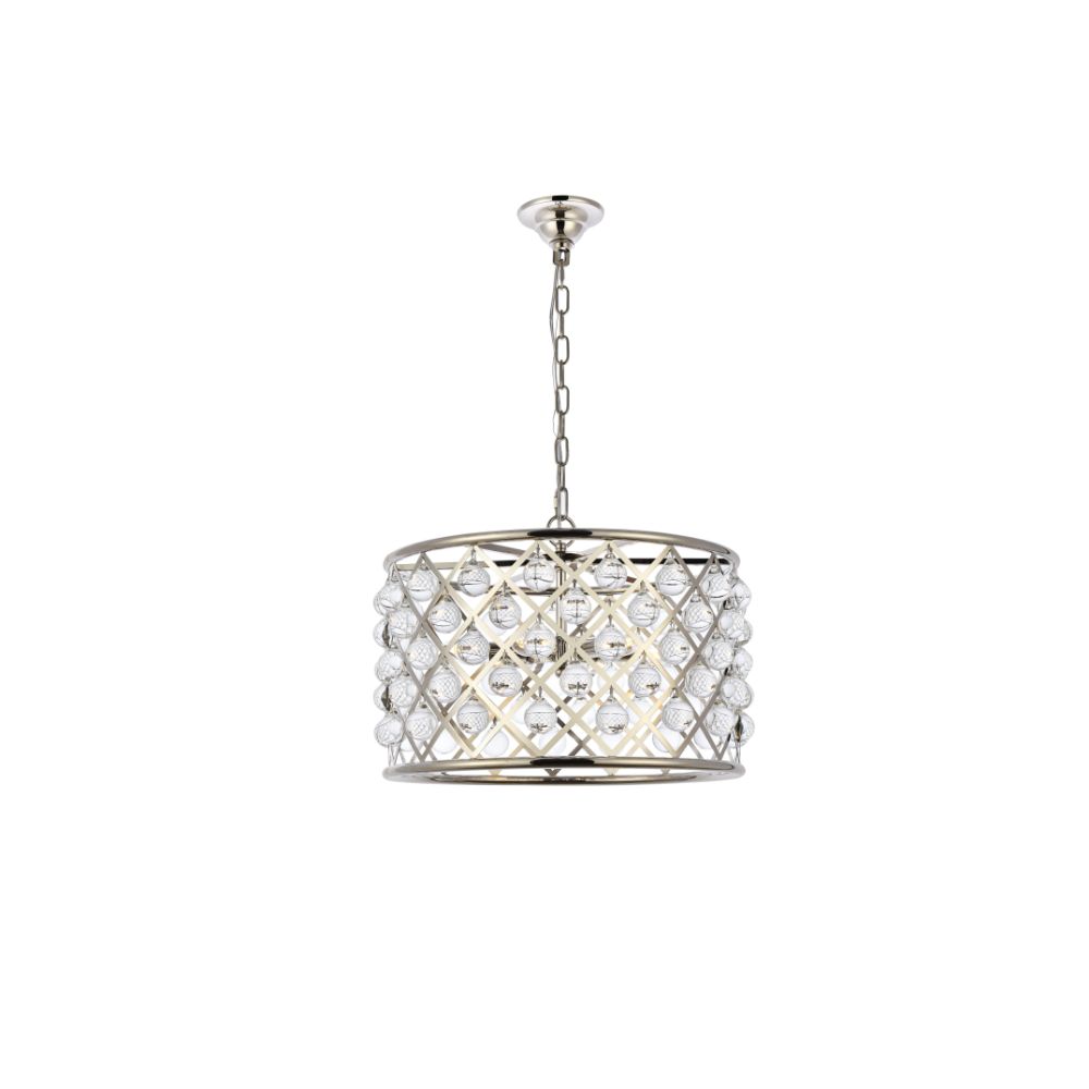 Elegant Lighting 1204D20PN/RC Madison Pendent lamp D:20" H:13" Lt:6 Polished nickel Finish (Royal Cut  Crystals)