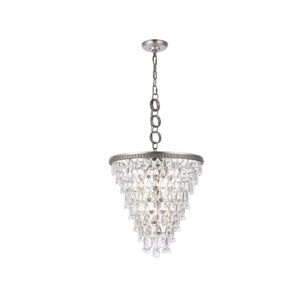 Elegant Lighting 1219D18AS/RC Nordic Collection Pendant Lamp in Antique Silver Royal Cut Clear